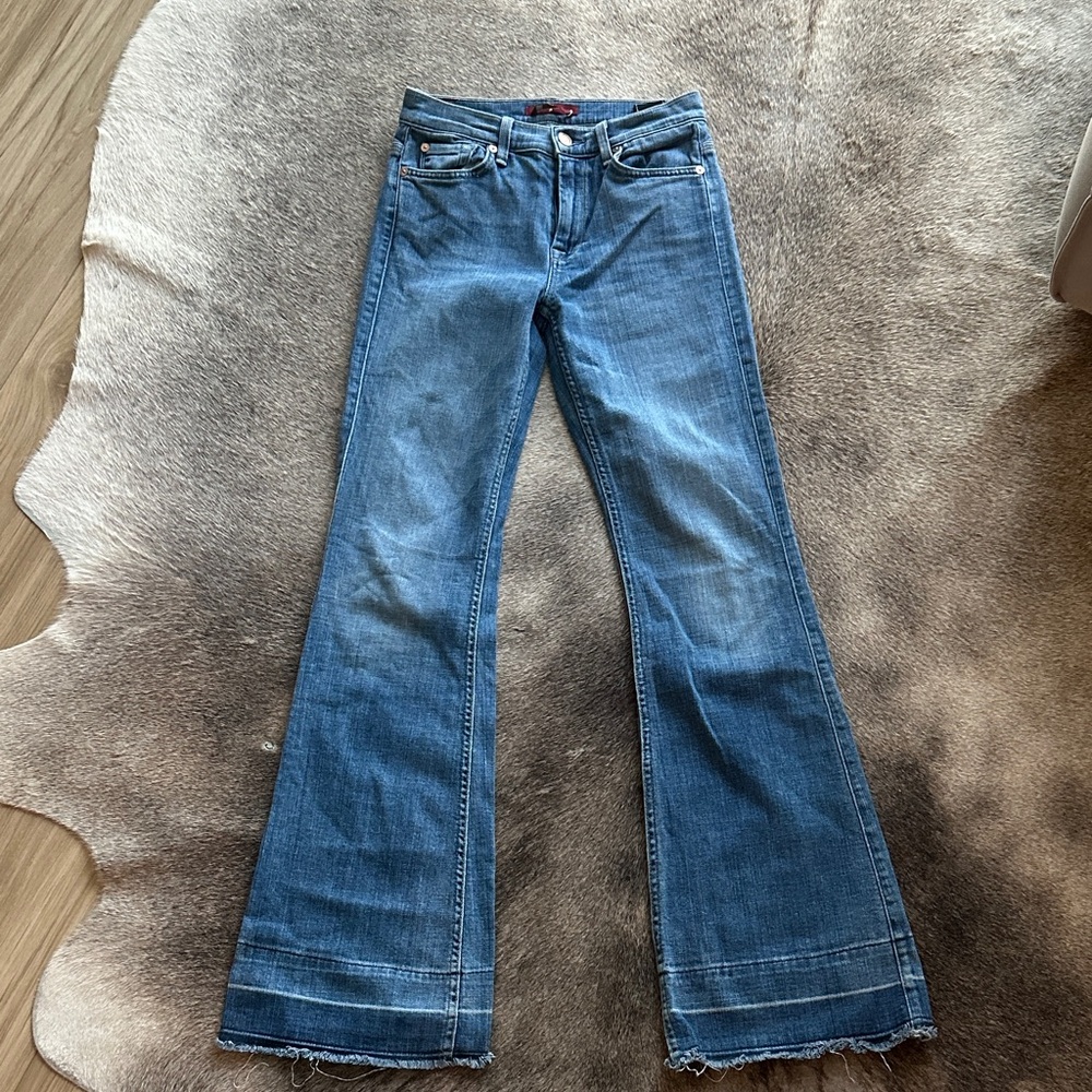 7 For All Manking Ginger Blue Flared Jeans